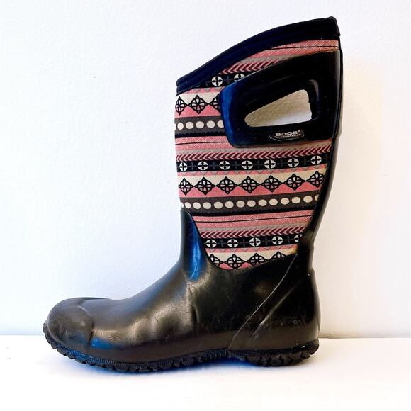 BOGS K NH Girls Size 5 Pink Floral Rubber Pull On Waterproof Snow Rain Boot - Picture 1 of 7